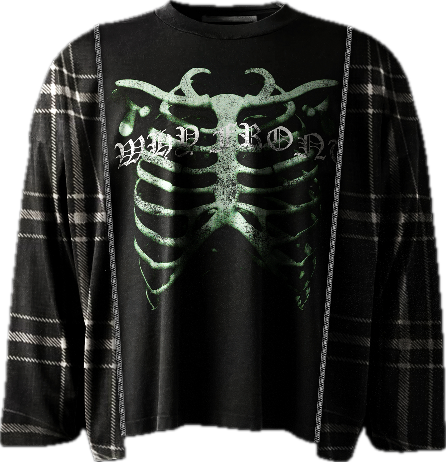 “WHY FRONT” Double Fabric Crew