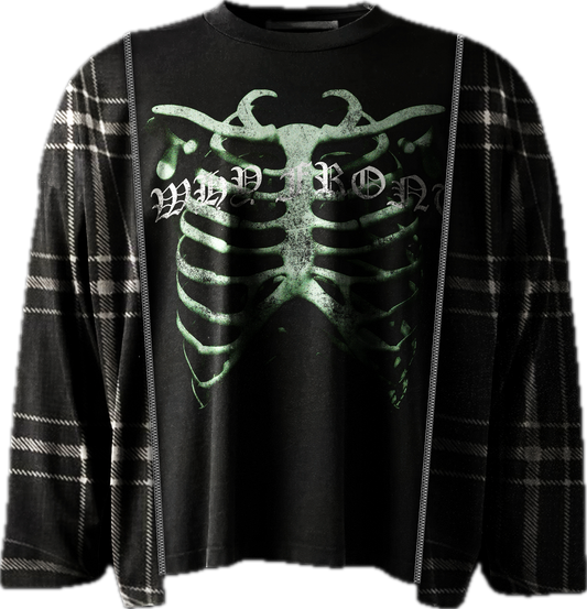“WHY FRONT” Double Fabric Crew
